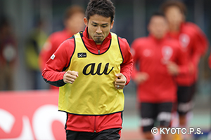 練習に励む山瀬功治選手
