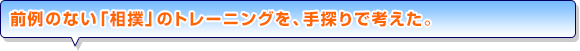 前例のない「相撲」のトレーニングを、手探りで考えた。